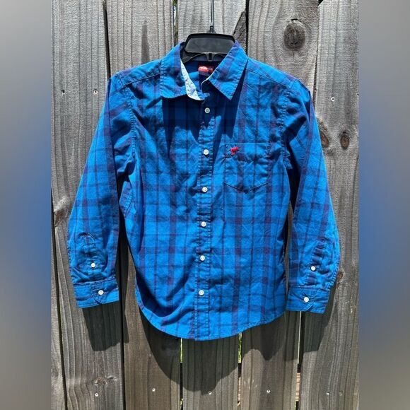 Wrangler Boys Long Sleeve Button Down Flannel Shirt Size Large 10-12 PC - Picture 1 of 3